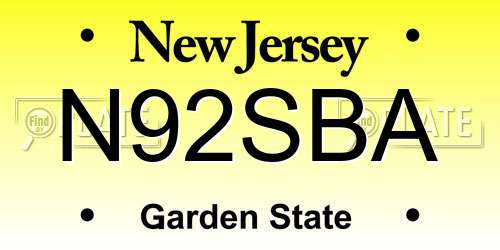 N92SBA New Jersey License Plate