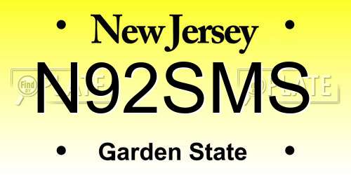 N92SMS New Jersey License Plate