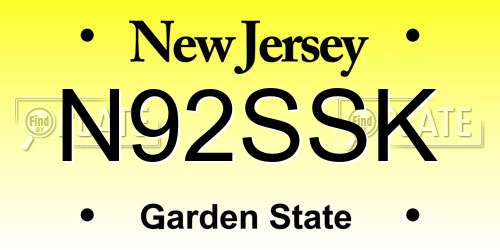 N92SSK New Jersey License Plate