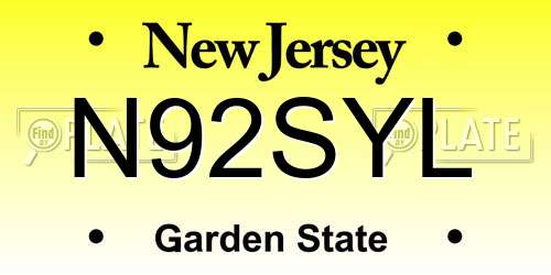 N92SYL New Jersey License Plate
