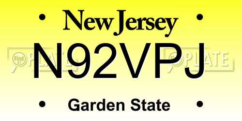 N92VPJ New Jersey License Plate