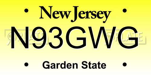 N93GWG New Jersey License Plate