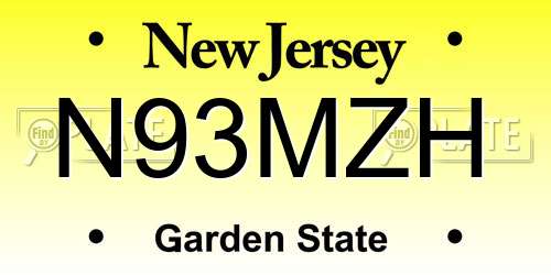 N93MZH New Jersey License Plate