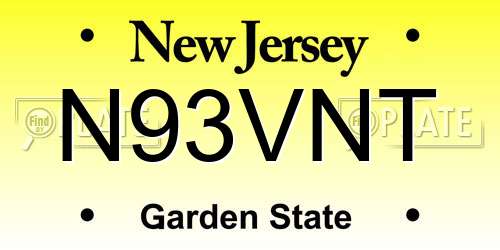N93VNT New Jersey License Plate