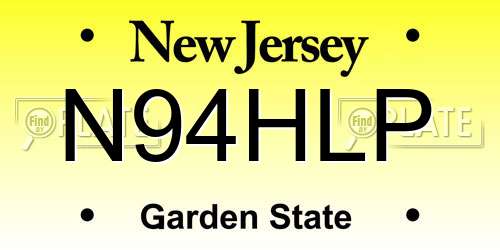 N94HLP New Jersey License Plate