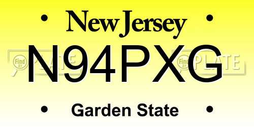 N94PXG New Jersey License Plate
