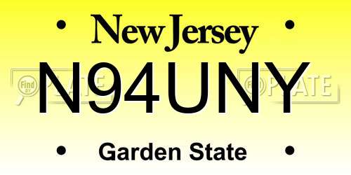 N94UNY New Jersey License Plate