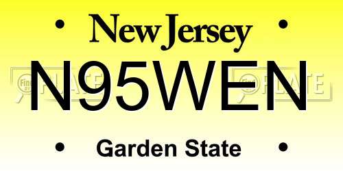 N95WEN New Jersey License Plate