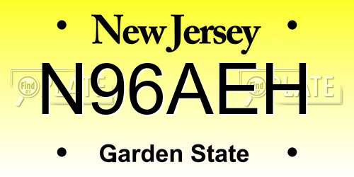 N96AEH New Jersey License Plate