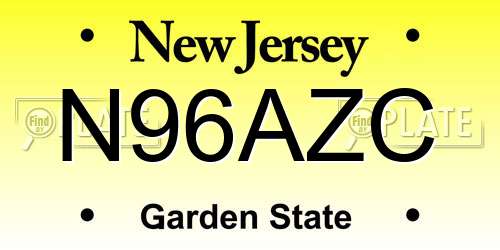 N96AZC New Jersey License Plate