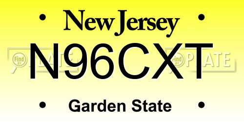 N96CXT New Jersey License Plate