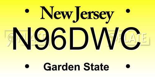 N96DWC New Jersey License Plate