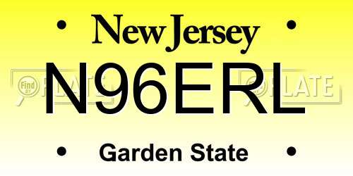 N96ERL New Jersey License Plate