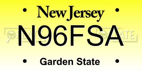 N96FSA New Jersey License Plate