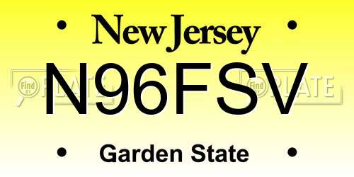 N96FSV New Jersey License Plate