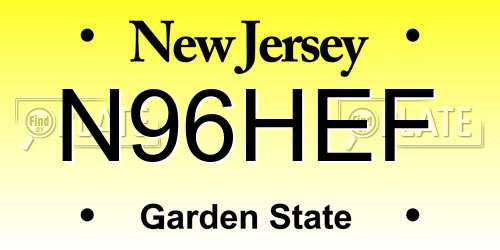 N96HEF New Jersey License Plate
