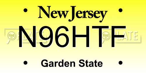 N96HTF New Jersey License Plate