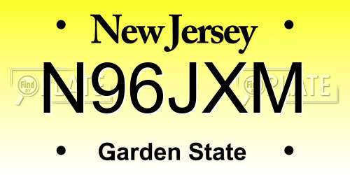 N96JXM New Jersey License Plate