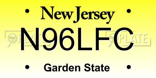 N96LFC New Jersey License Plate