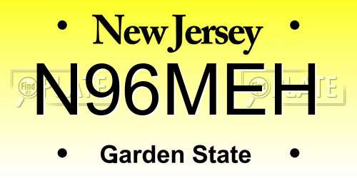 N96MEH New Jersey License Plate