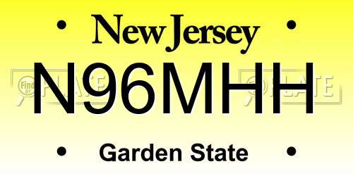 N96MHH New Jersey License Plate