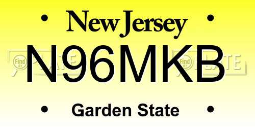 N96MKB New Jersey License Plate