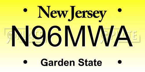 N96MWA New Jersey License Plate