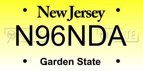 N96NDA New Jersey License Plate