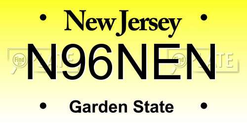 N96NEN New Jersey License Plate