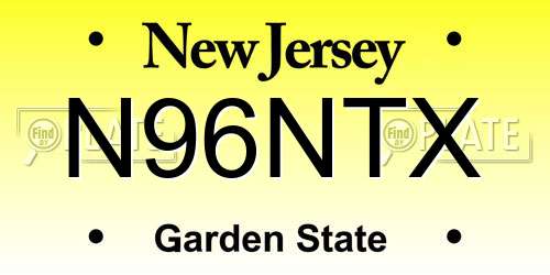 N96NTX New Jersey License Plate