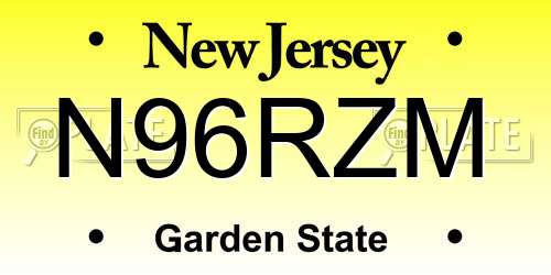 N96RZM New Jersey License Plate