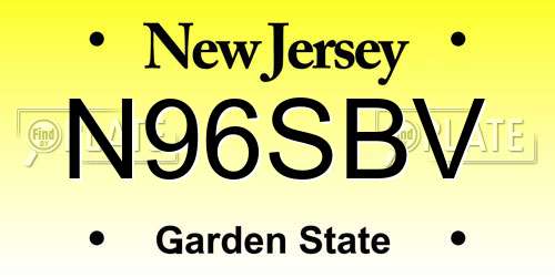 N96SBV New Jersey License Plate