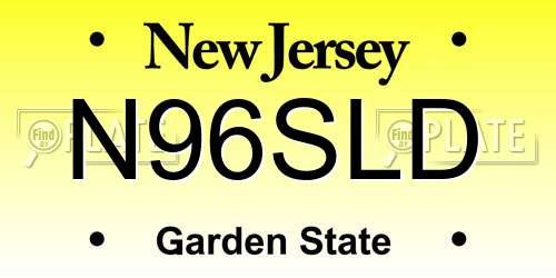 N96SLD New Jersey License Plate