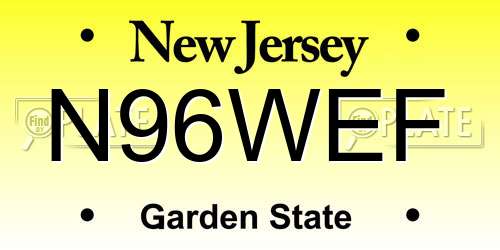 N96WEF New Jersey License Plate