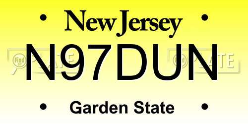 N97DUN New Jersey License Plate