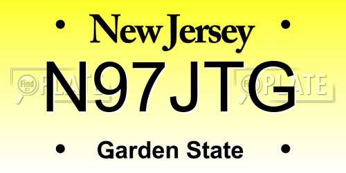 N97JTG New Jersey License Plate