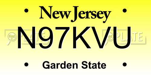 N97KVU New Jersey License Plate
