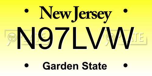 N97LVW New Jersey License Plate