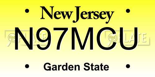 N97MCU New Jersey License Plate