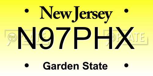 N97PHX New Jersey License Plate