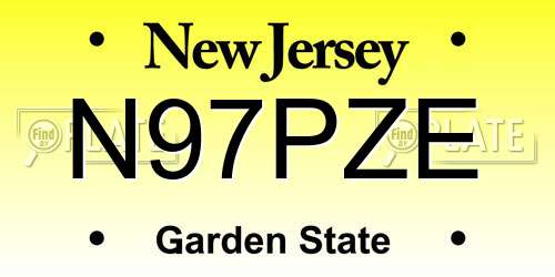 N97PZE New Jersey License Plate