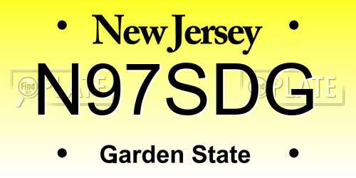 N97SDG New Jersey License Plate