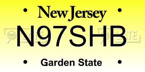 N97SHB New Jersey License Plate