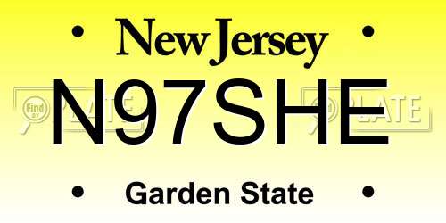 N97SHE New Jersey License Plate