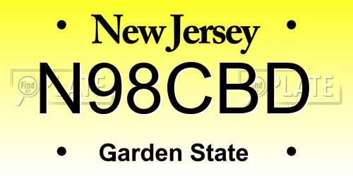 N98CBD New Jersey License Plate