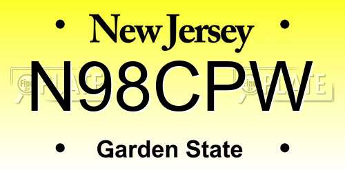 N98CPW New Jersey License Plate