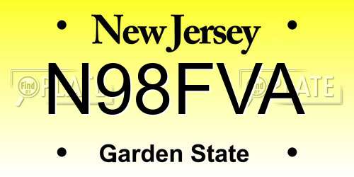 N98FVA New Jersey License Plate