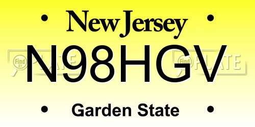 N98HGV New Jersey License Plate