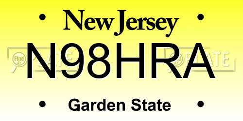 N98HRA New Jersey License Plate