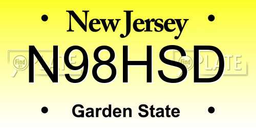N98HSD New Jersey License Plate